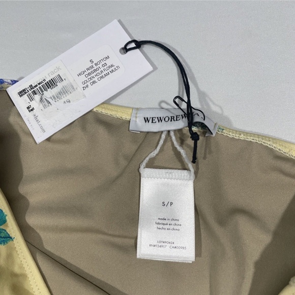 NWT WEWOREWHAT [‎ Small ] High Rise Swim Bottoms in Double Cream Yellow - Picture 7 of 12
